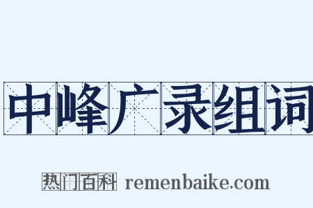 中峰广录组词是什么意思的图片